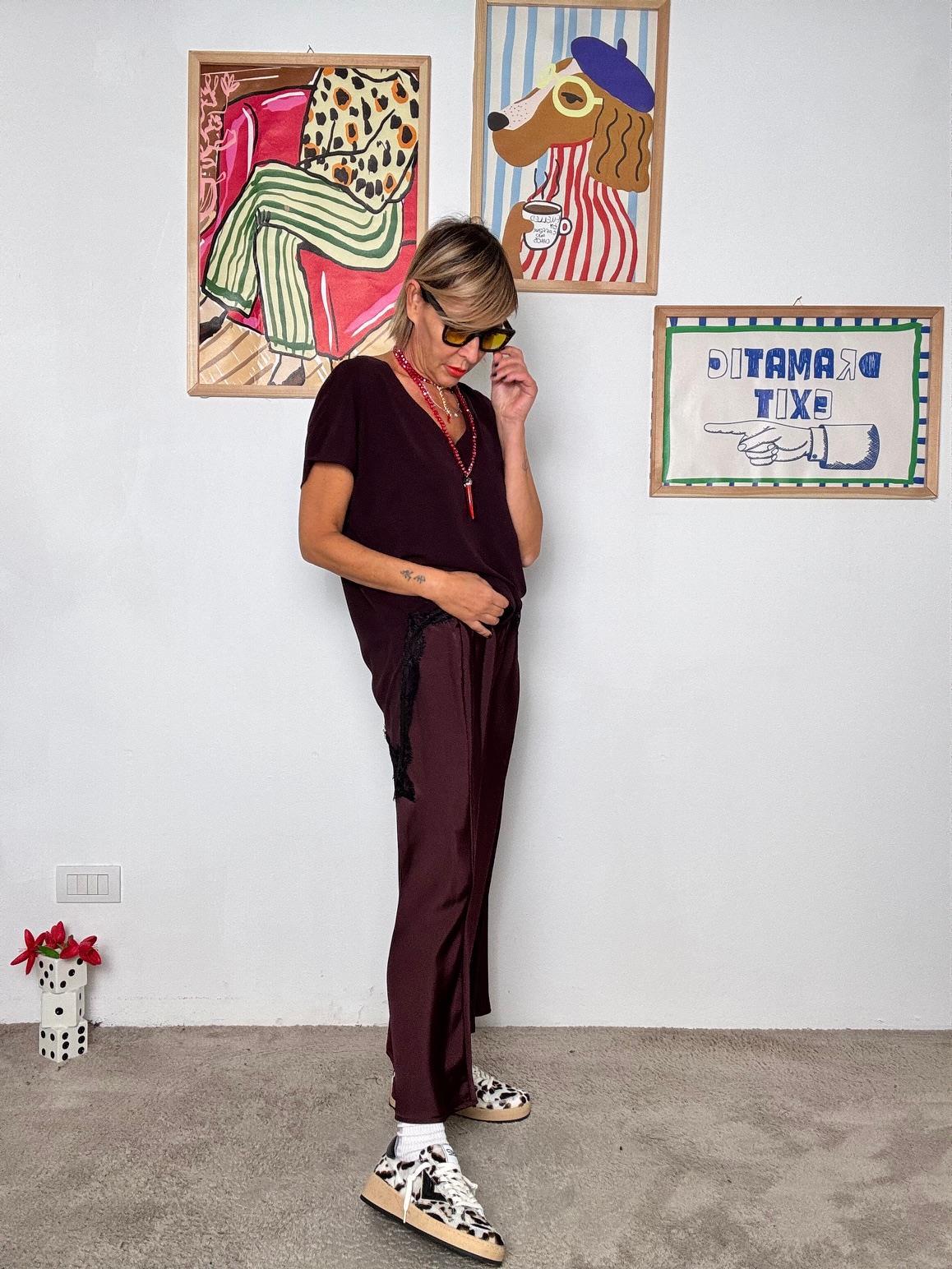 DEJA VU - Gonna lunga effetto satin  Eleganza easy con un tocco sporty vino A25IS302/ VINO DEJA VU 