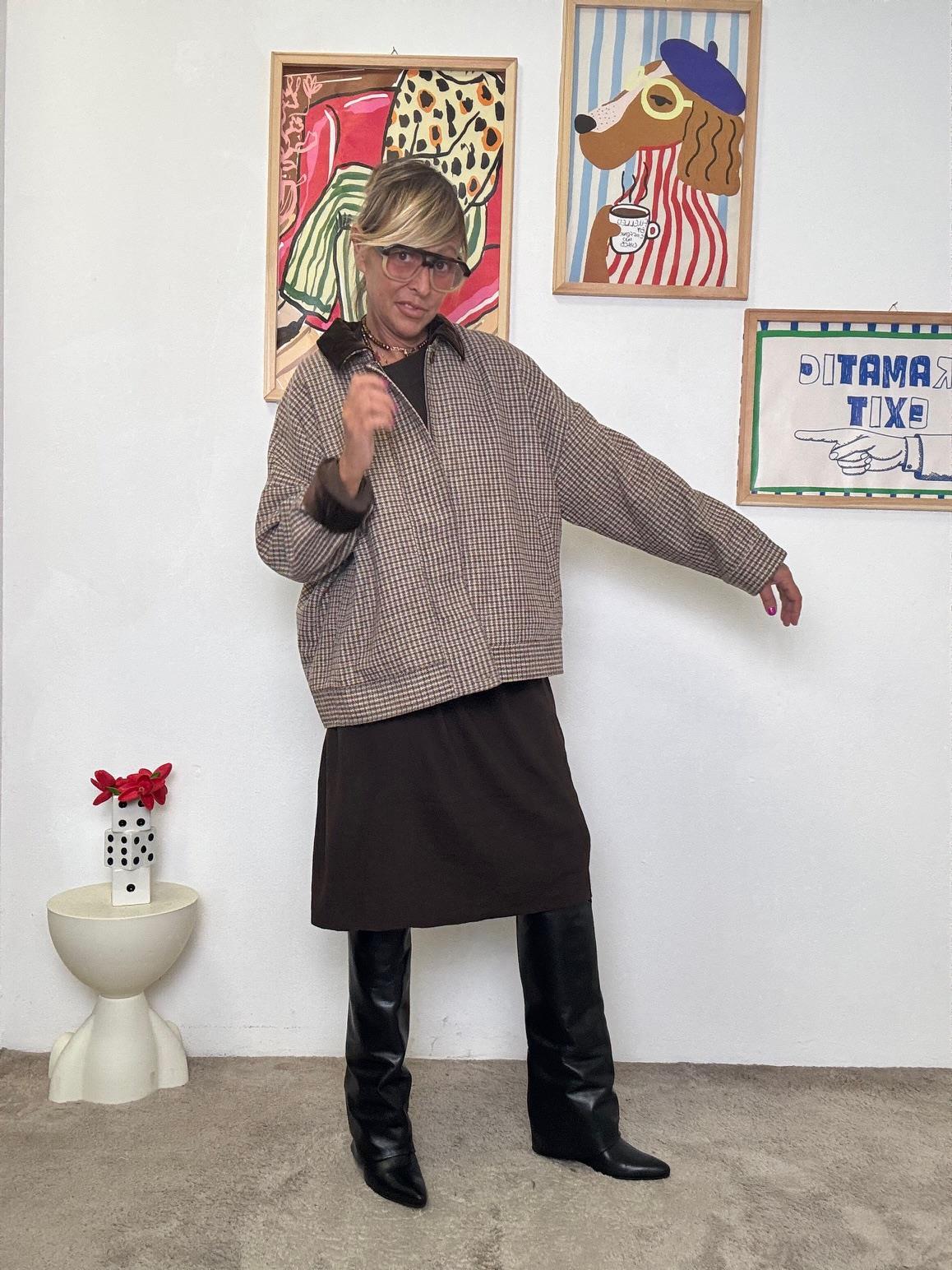 FEMALE - Giacca leggera fantasia check  elegante e versatile WM2572/ MORO FEMALE 