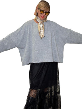 DEJA VU - Felpa oversize con foulard: comodità e stile con un tocco chic grigia A25LU403/ GRIGIO DEJA VU 