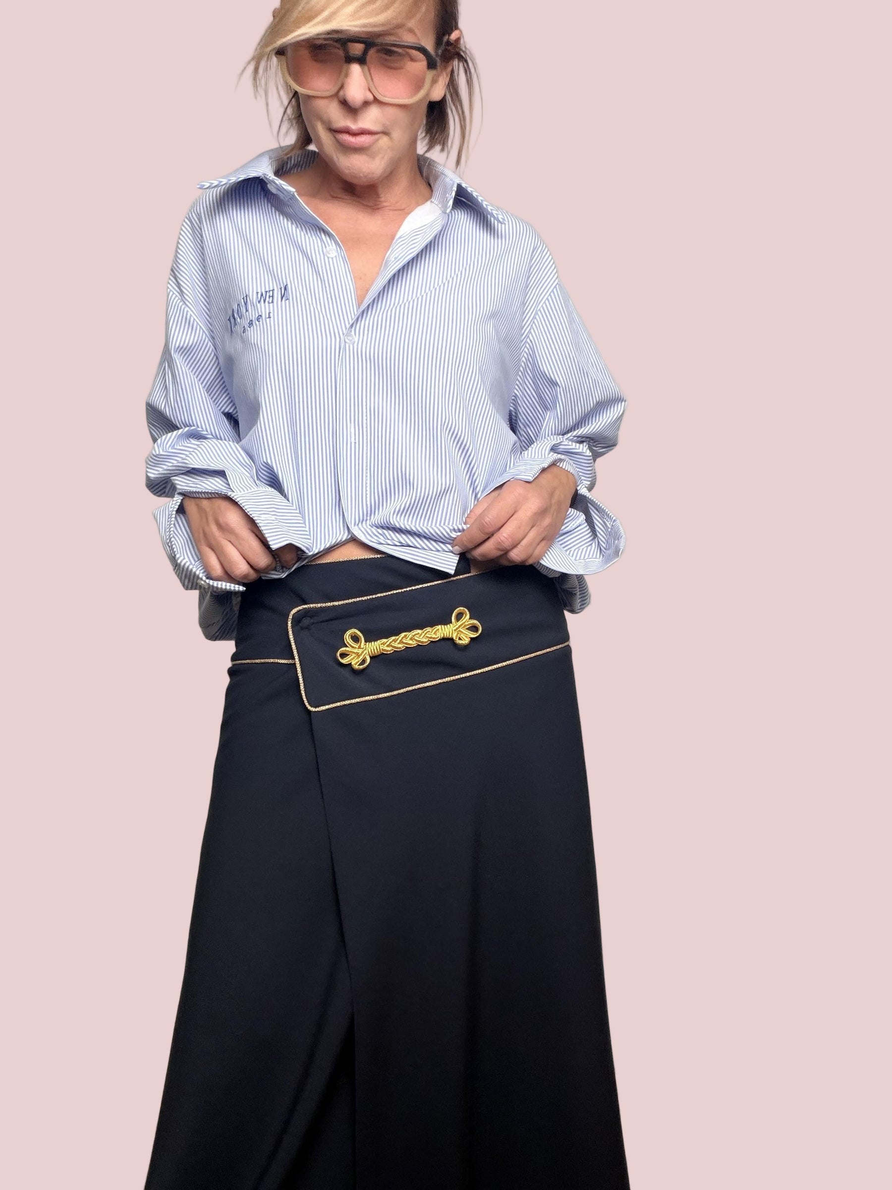 FEMALE - Camicia New York Stripes  fresca, oversize e super urbana 19381-1/ MINI CELESTE FEMALE 