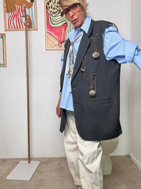 SOUVENIR - Gilet "IL PICCOLO PRINCIPE"  Stile retrò con un tocco dironia di lusso GRIGIA F38X0156/ GRIGIO SOUVENIR 