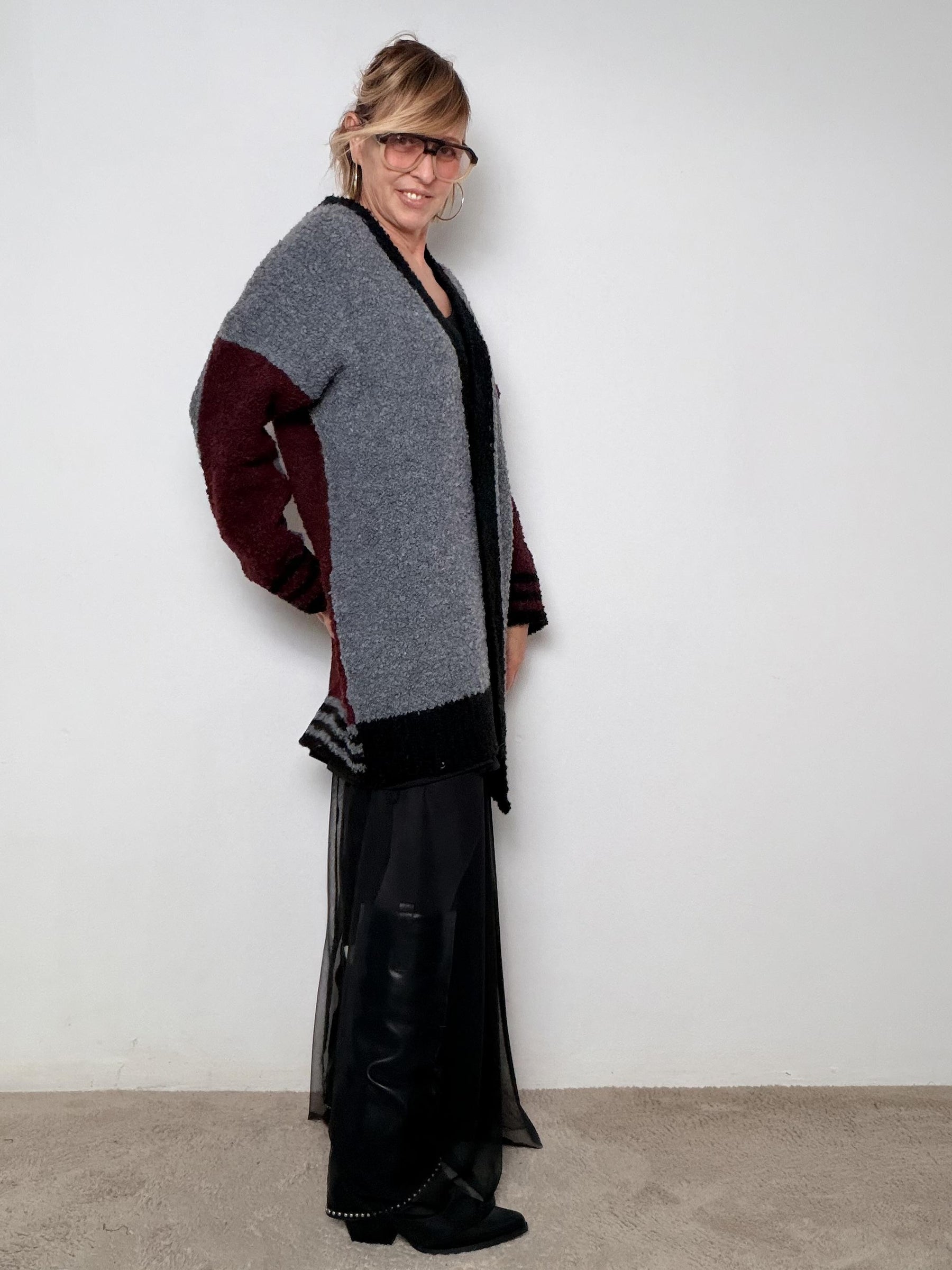 SUSY STAR - CARDIGAN COZY BLOCK ST3WB101/ NERO SUSY STAR 