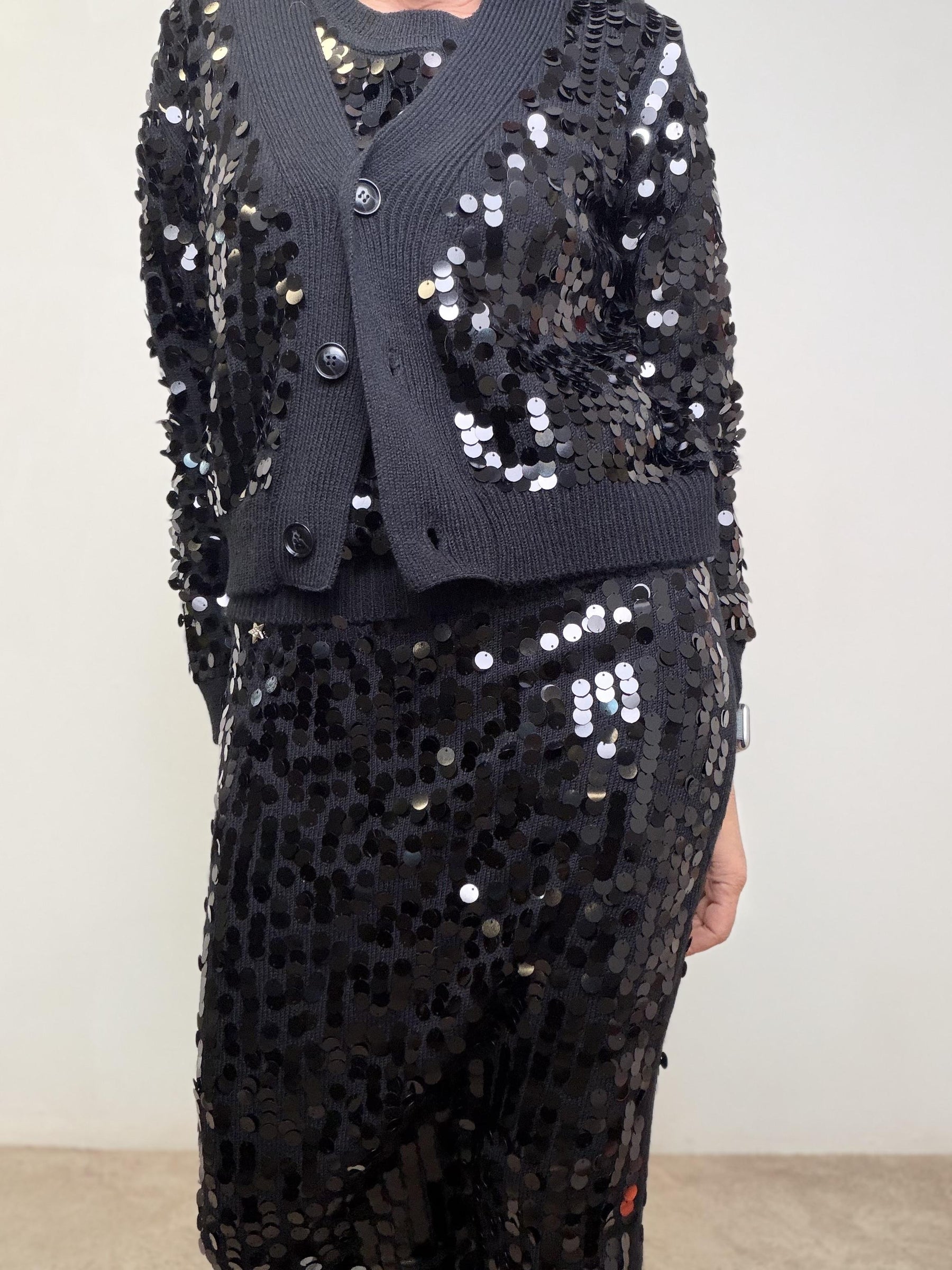 SOUVENIR - CARDIGAN A PAILETTES V38A0989/ NERO SOUVENIR 