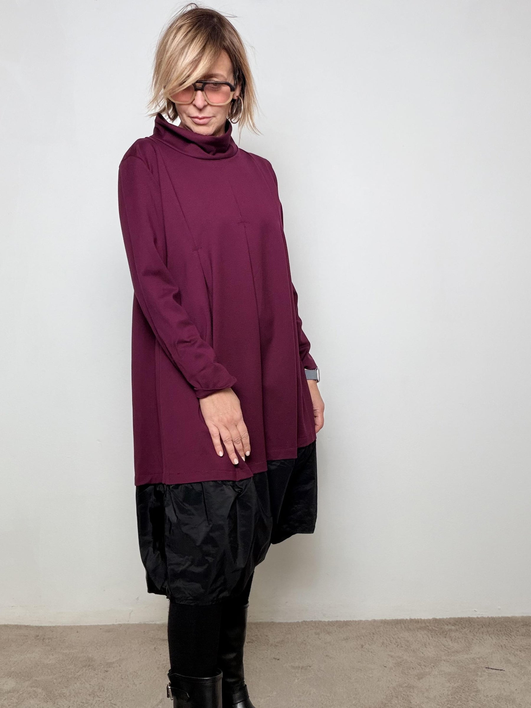 FEMALE - ABITO A DUE STRATI CON COLLO MORBIDO  VOLUME GIOCOSO, STILE ORIGINALISSIMO 39262LMB/ VINO FEMALE 