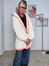 FEMALE - Cardigan oversize in filato chunky panna con dettagli fluo VA601/ PANNA FEMALE 