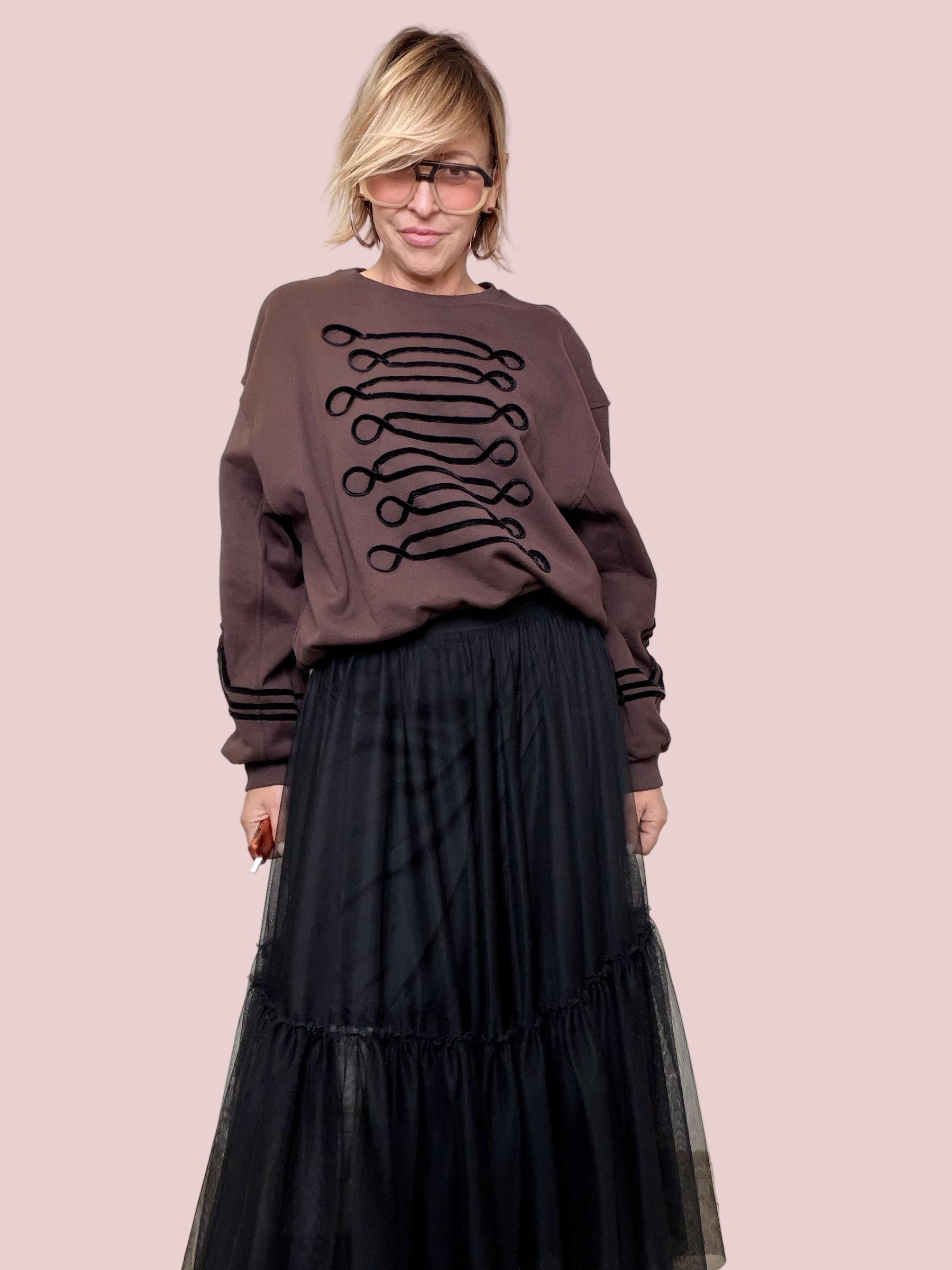 SOUVENIR - GONNA TULLE ROCK CON CINTURA NERO S38M1532/ NERO SOUVENIR 