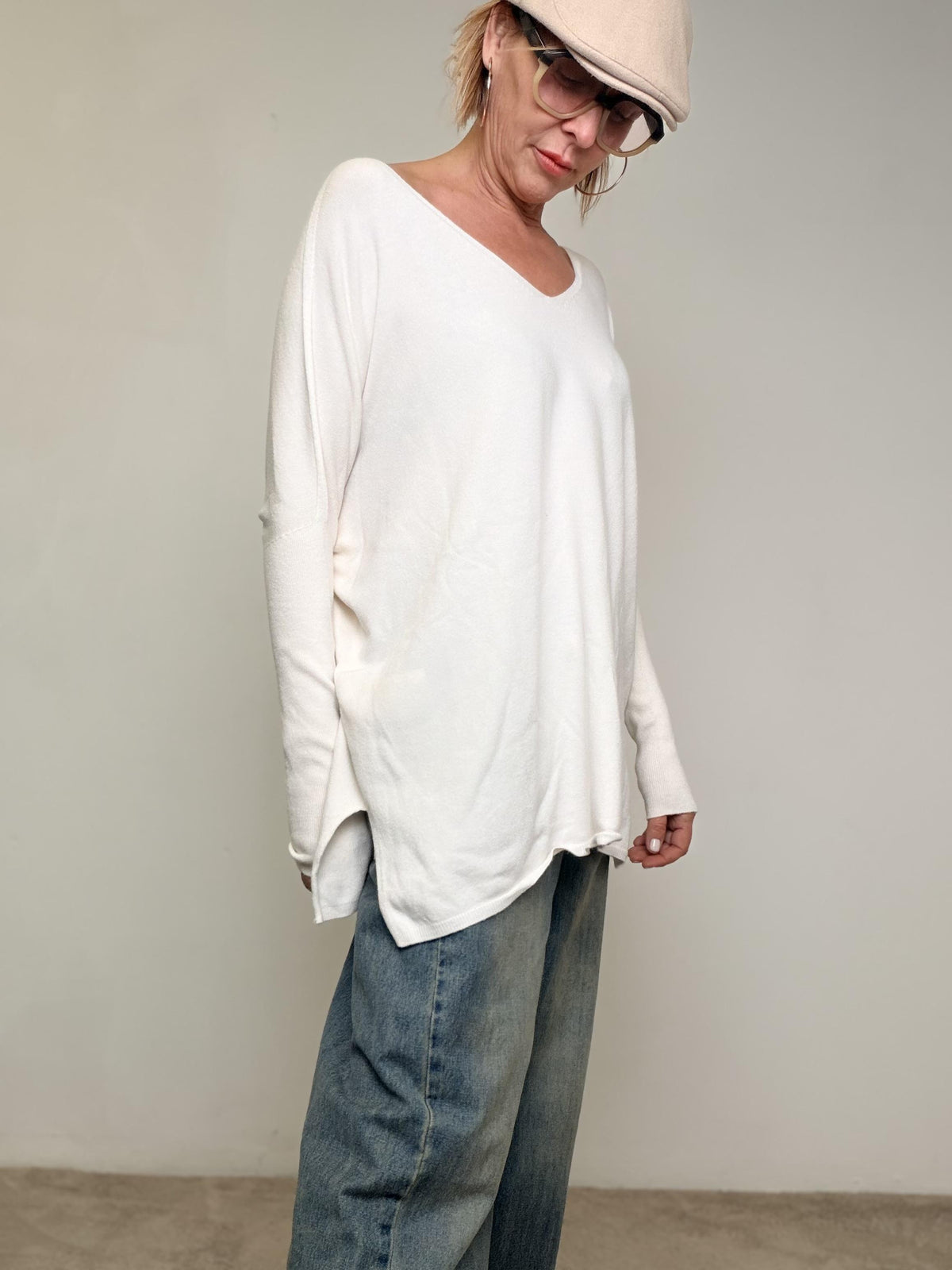 SOUVENIR -  MAGLIA Soft Oversize Knit PANNA<BR/> B38D0041/ PANNA SOUVENIR 