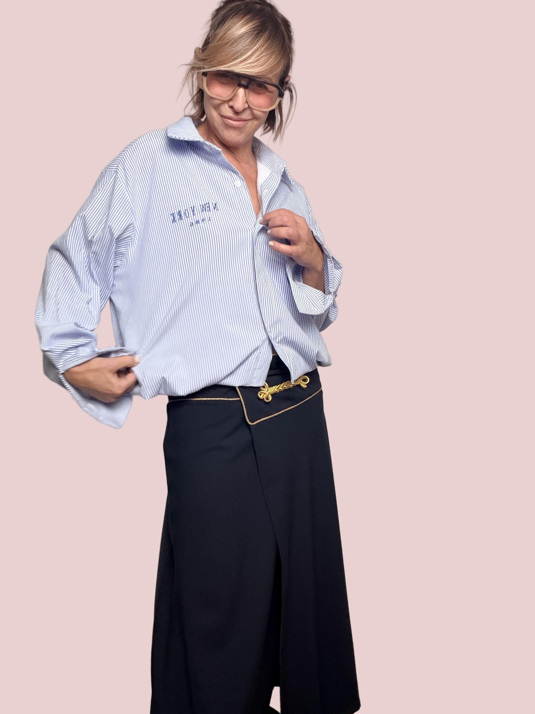 FEMALE - Camicia New York Stripes  fresca, oversize e super urbana 19381-1/ MINI CELESTE FEMALE 