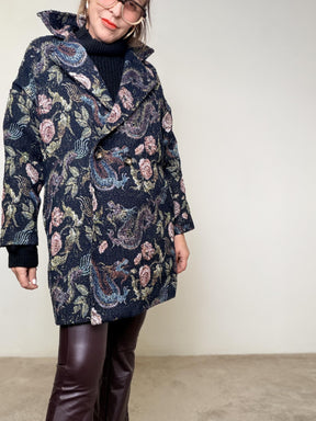 FEMALE - Cappotto jacquard fantasia  Eleganza con personalità BLU L5M264/ FANTA BLU FEMALE 