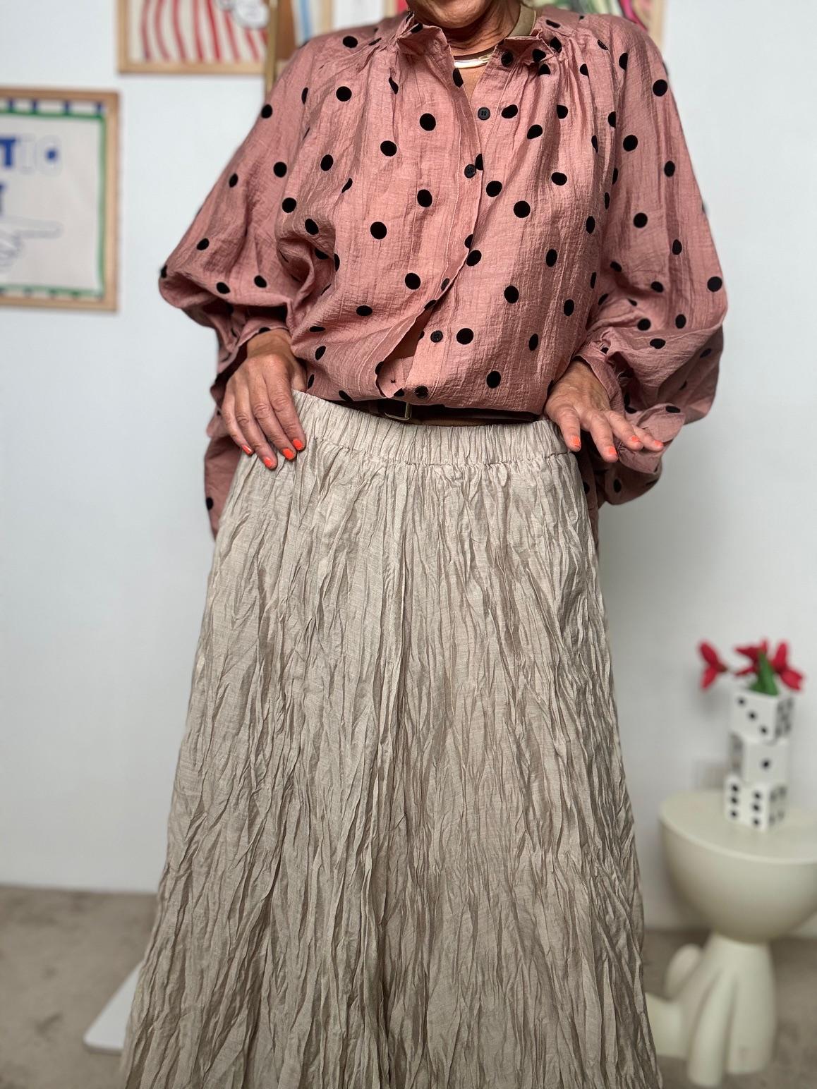 FEMALE - Gonna Lunga Plissé Effetto Stropicciato  Libertà di Movimento, Stile Naturale BEIGE W5852/ BEIGE FEMALE 