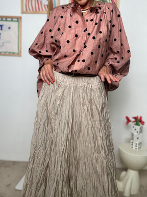 FEMALE - Gonna Lunga Plissé Effetto Stropicciato  Libertà di Movimento, Stile Naturale BEIGE W5852/ BEIGE FEMALE 