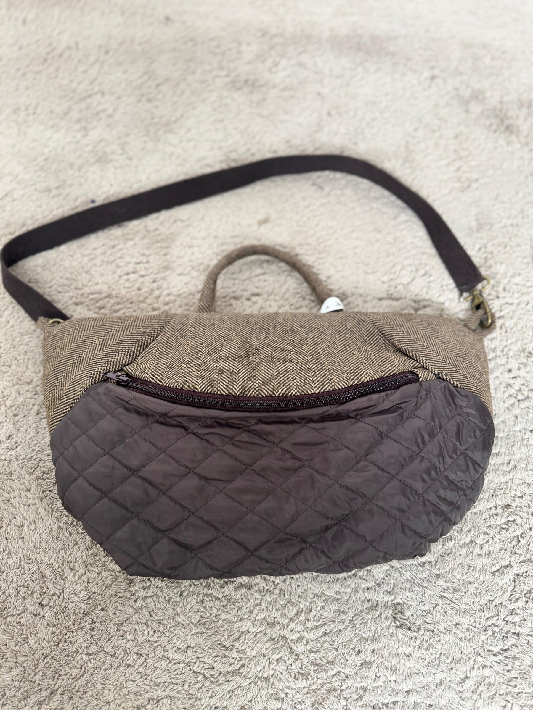 SUSY MIX - Marsupio trapuntato tweed & ecopelle moro 540B/ MORO SUSY MIX 