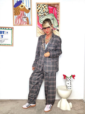 DEJA VU - Giacca donna a quadri grandi  oversize  stile sartoriale contemporaneo A25LU604/ SCOZZESE DEJA VU 