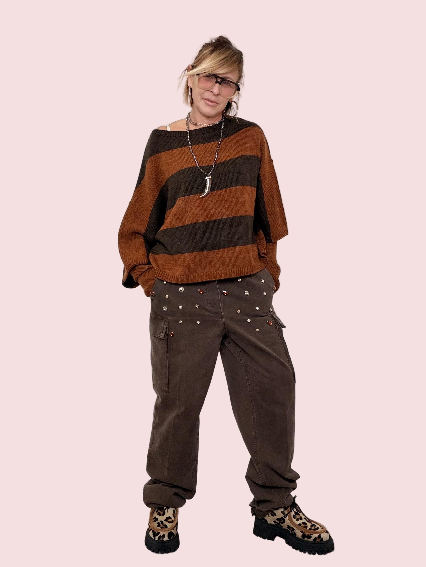 PHILIA LOFT - PANTALONE CARGO BIJOUX D01E0535/ MORO PHILIA LOFT 