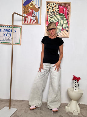 SOUVENIR - Jeans Wide Leg Sabbia  Relax ma con grinta C38S0015/ JEANS SOUVENIR 