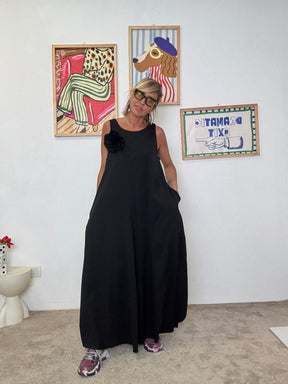 FEMALE - Tuta in punto Milano nero  eleganza comfy e design originale 37802/ NERO FEMALE 