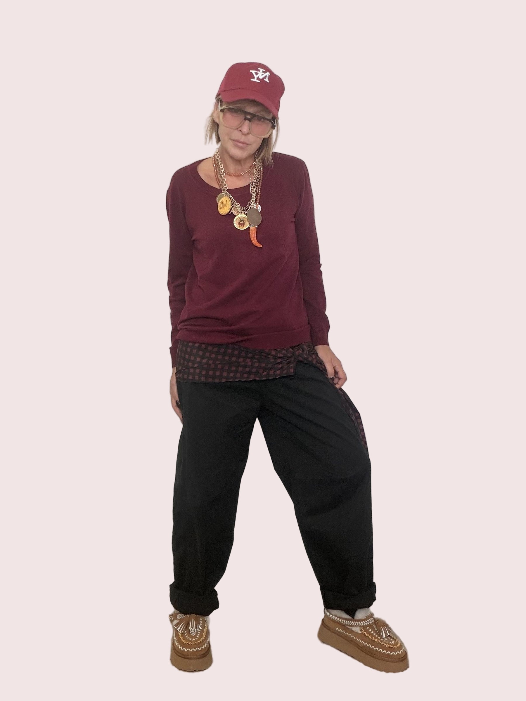 SUSY STAR - Pantalone over in cotone con cintura bandana nero ST3115/ NERO SUSY STAR 