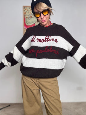 FEMALE - Maglia Non Disturbatemi di mattina marrone DIMATTINA/ RIGA FUXIA FEMALE 