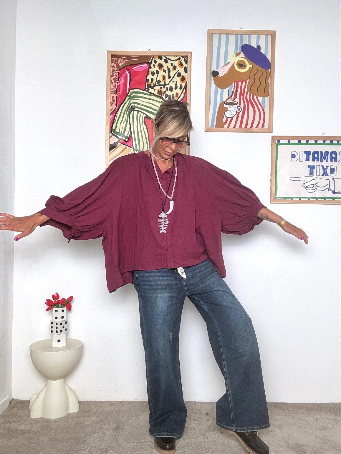 FEMALE - Camicia over  Un abbraccio di cotone e leggerezza BURGUNDY W5590/ BURGUNDY FEMALE 