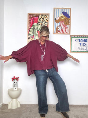 FEMALE - Camicia over  Un abbraccio di cotone e leggerezza BURGUNDY W5590/ BURGUNDY FEMALE 