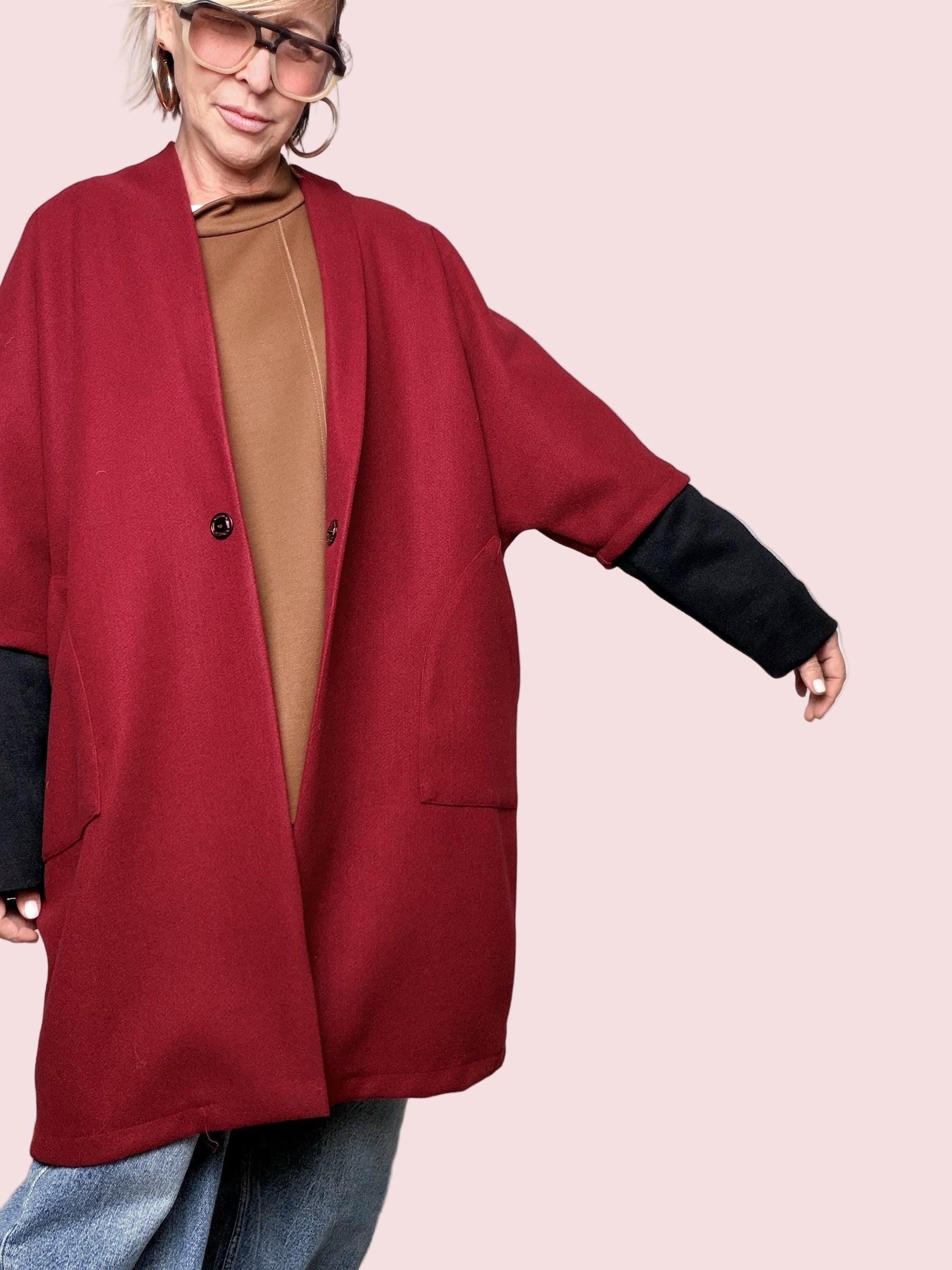 DEJA VU -  CAPPOTTO OVERSIZE MONOBOTTONE VINO A25RH610/ VINO DEJA VU 