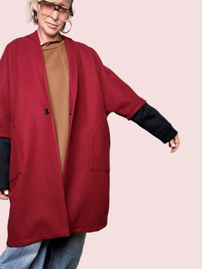 DEJA VU -  CAPPOTTO OVERSIZE MONOBOTTONE VINO A25RH610/ VINO DEJA VU 