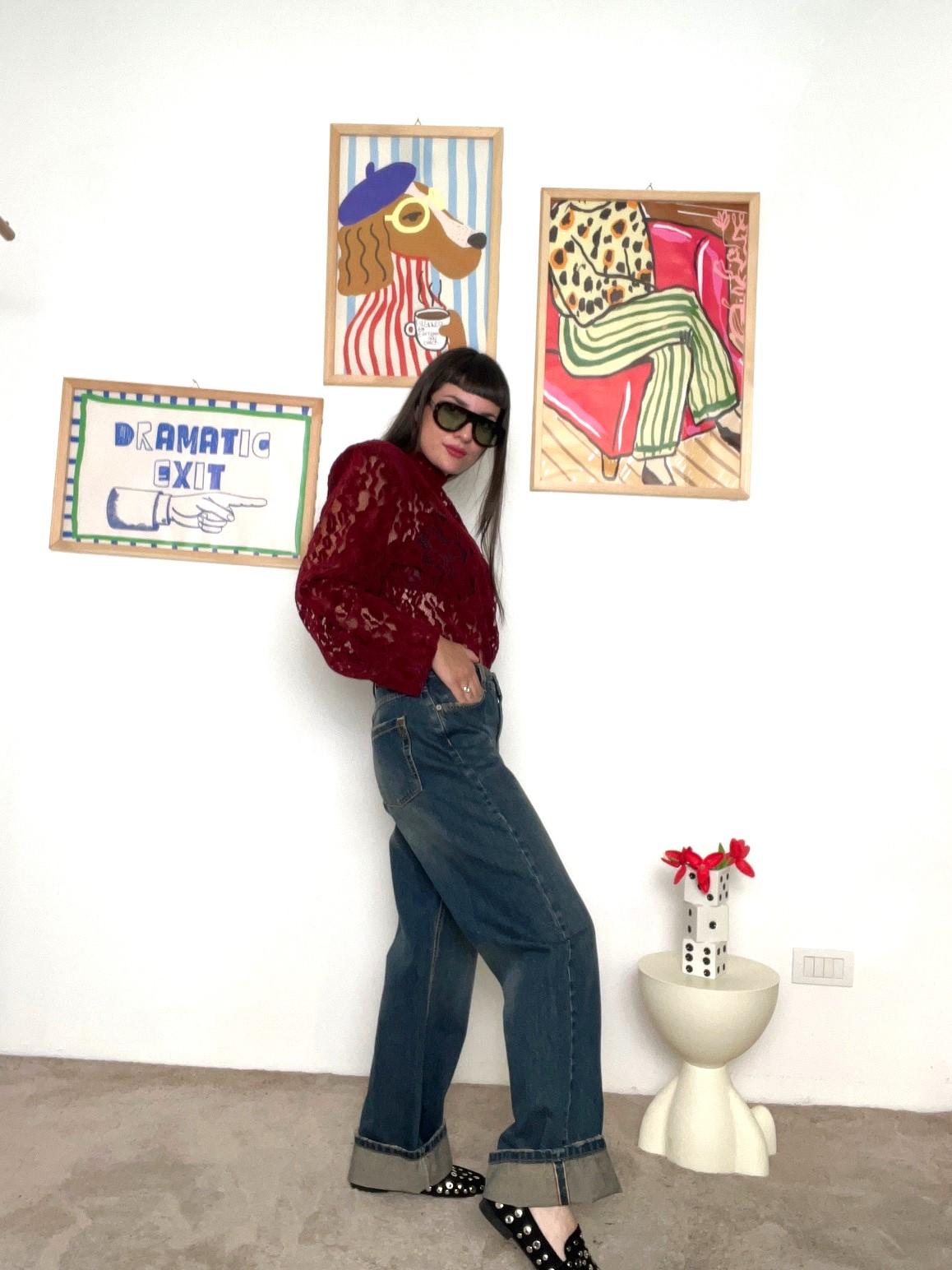 SOUVENIR - Jeans donna a gamba dritta con risvolto  versatili, comodi e super trendy C38S0021/ JEANS SOUVENIR 