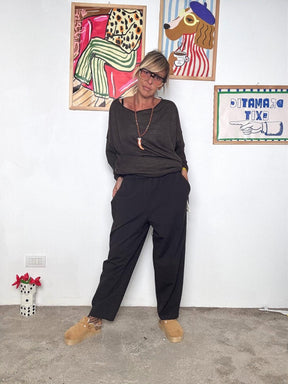 SUSY STAR - Pantalone in punto Milano: eleganza e comfort quotidiano PA645SST056/ MORO SUSY STAR 