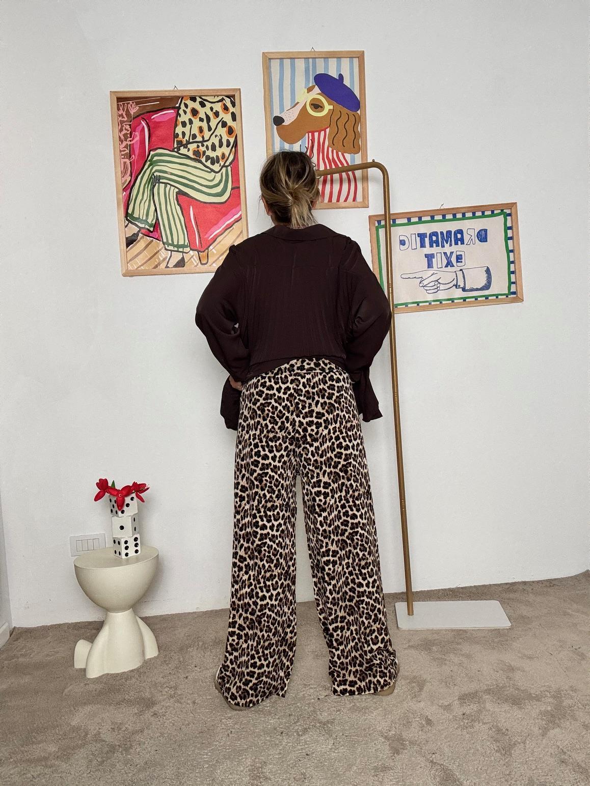 FEMALE - Pantaloni palazzo con fantasia animalier leopardata 13865ZGMB/ ANIMALIER FEMALE 