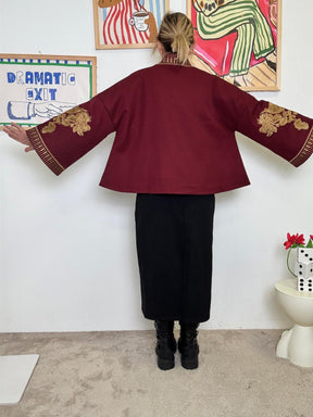 FEMALE - Kimono corto ricamato  boho chic con un tocco teatrale ROSSO INDIA ZG52105/ ROSSO INDIA FEMALE 