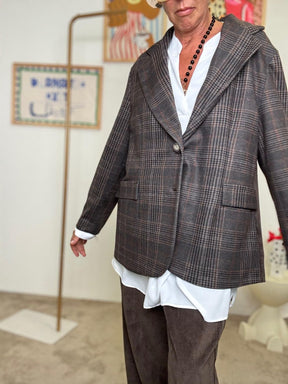 DEJA VU - Giacca over in stampa principe di Galles  Classicissima, ma con grinta A25LU613/ QUADRI DEJA VU 