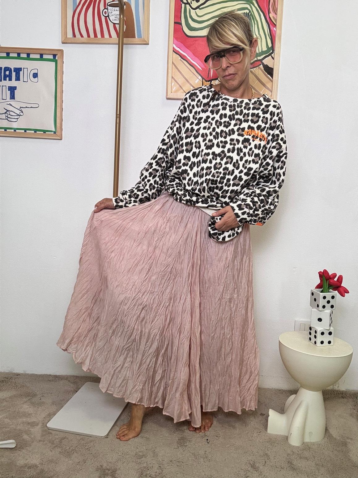 FEMALE - Gonna Lunga Plissé Effetto Stropicciato  Libertà di Movimento, Stile Naturale ROSA W5852/ ROSA FEMALE 