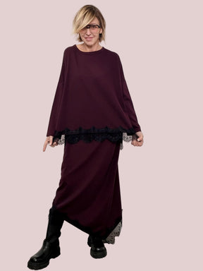 DEJA VU - MAGLIA SOFT CON PIZZO BORDEAUX A25FL405/ BORDEAUX DEJA VU 