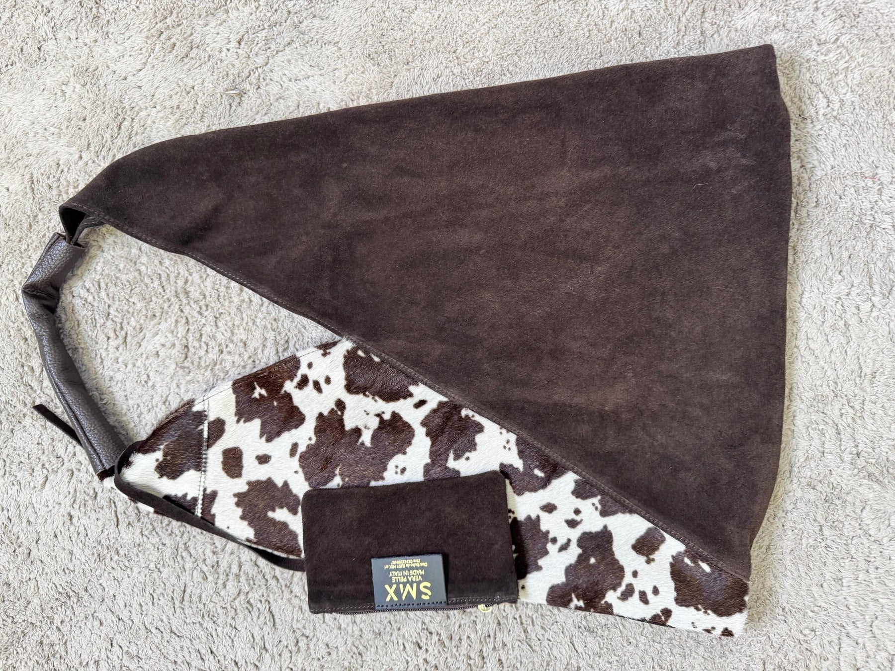 SUSY MIX - Borsa Shopper Asimmetrica in Suede & Cavallino  Selvaggia, Sofisticata, Unica! GISELLEPONY/ LATTE SUSY MIX 