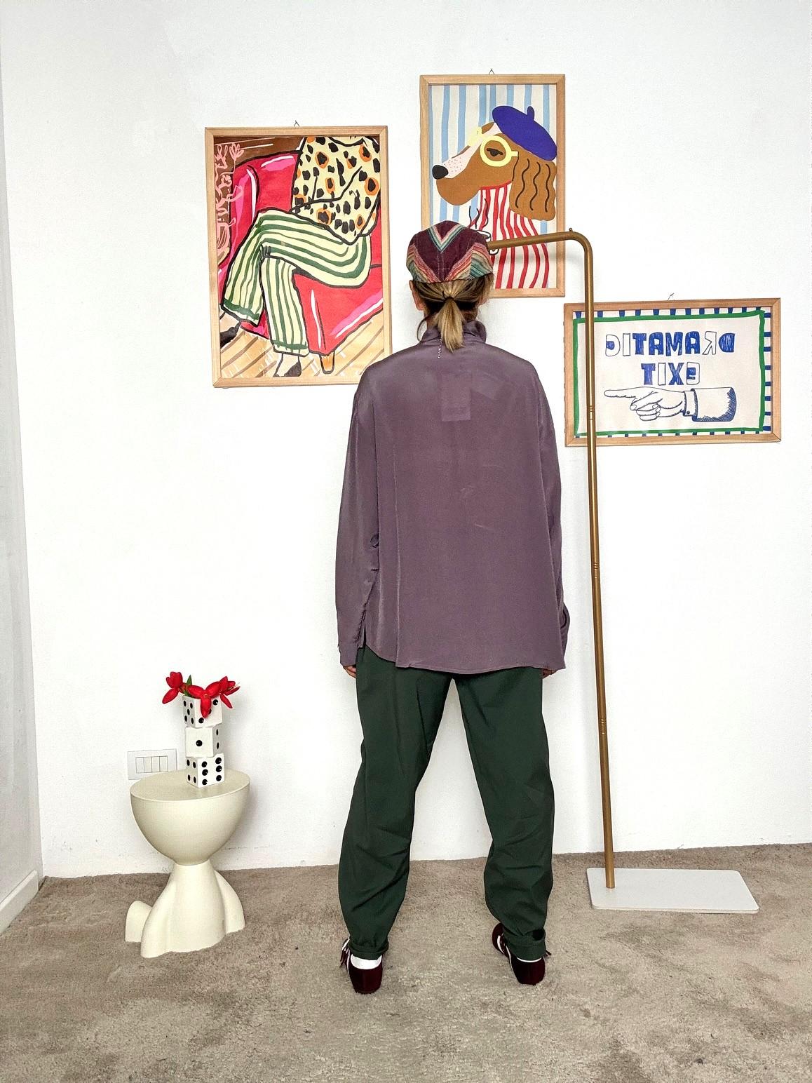 DEJA VU - Camicia over lilla con taschino e collo classico A25AN110/ LILLA DEJA VU 