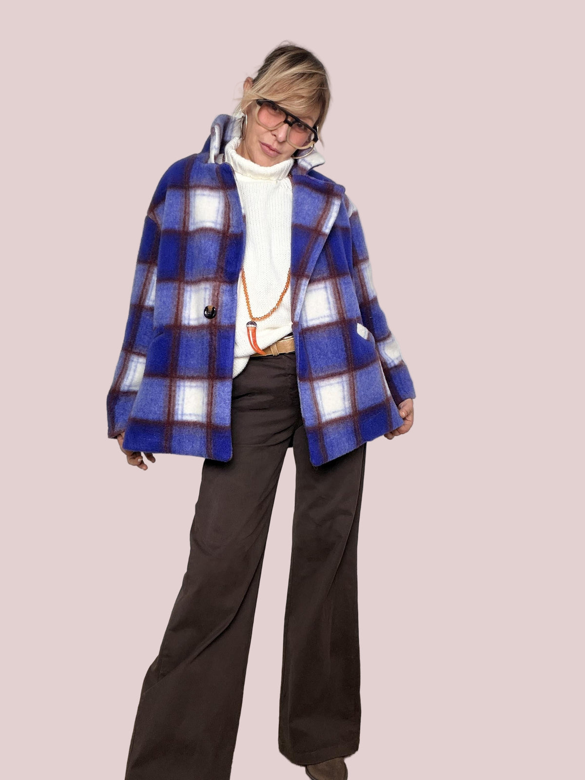 FEMALE - Cappotto Winter Check 9824/ VIOLA FANTA FEMALE 