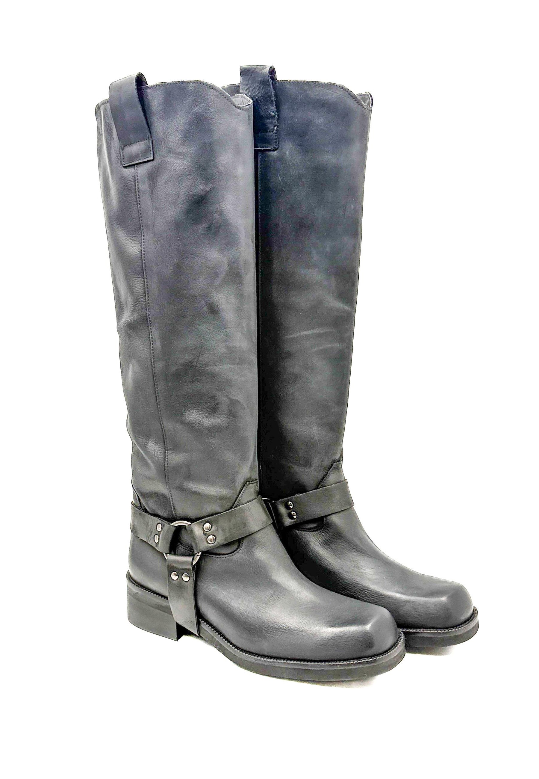 STIVALE BIKER NERO CON ANELLO  - DIVINE FOLLIE 4612/ NERO DIVINE FOLLIE 