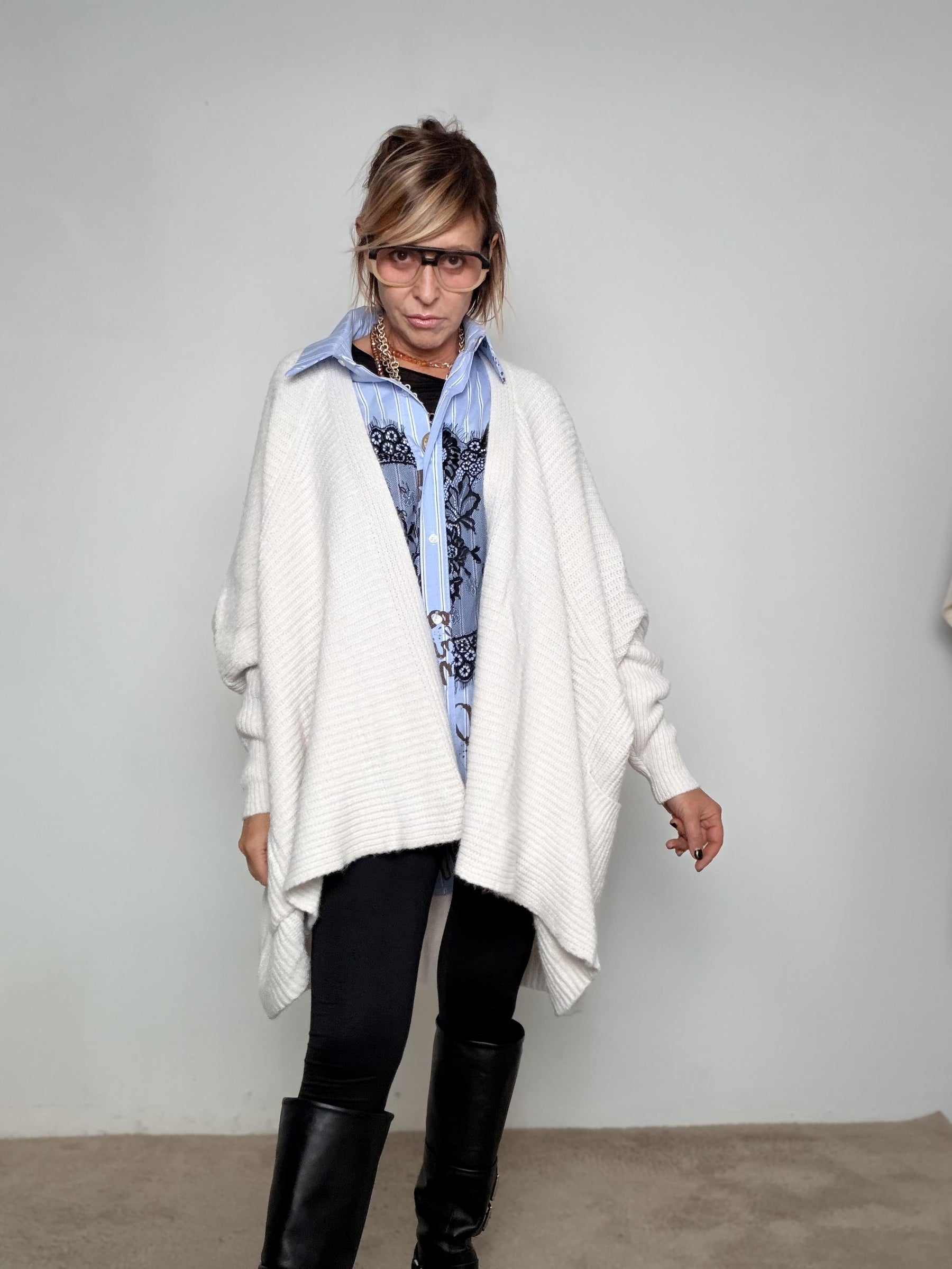 SUSY STAR - Cardigan Oversize Nuvola YT12157/ CREMA SUSY STAR 