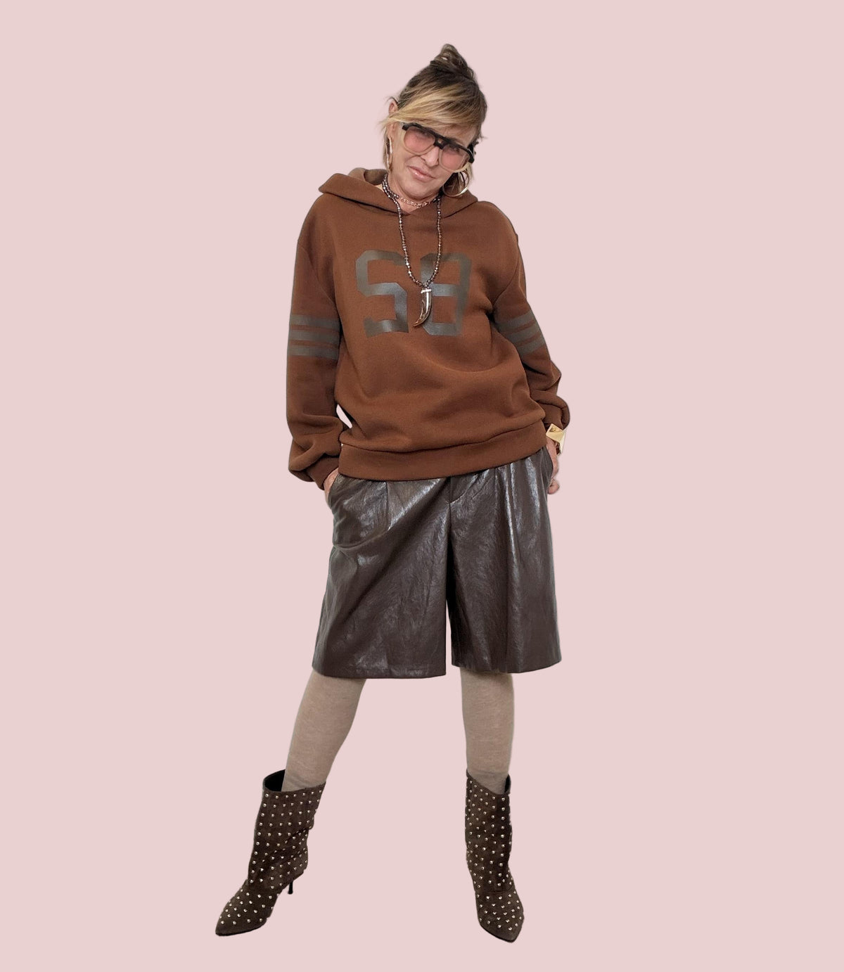 PHILIA LOFT - BERMUDA ECO-LEATHER CHIC V01A0126/ MORO PHILIA LOFT 