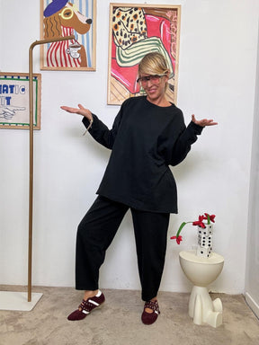 SUSY STAR - Completo Relax in felpa  Chic, Comodo e Pronto allUso NERO ST50147/ NERO SUSY STAR 