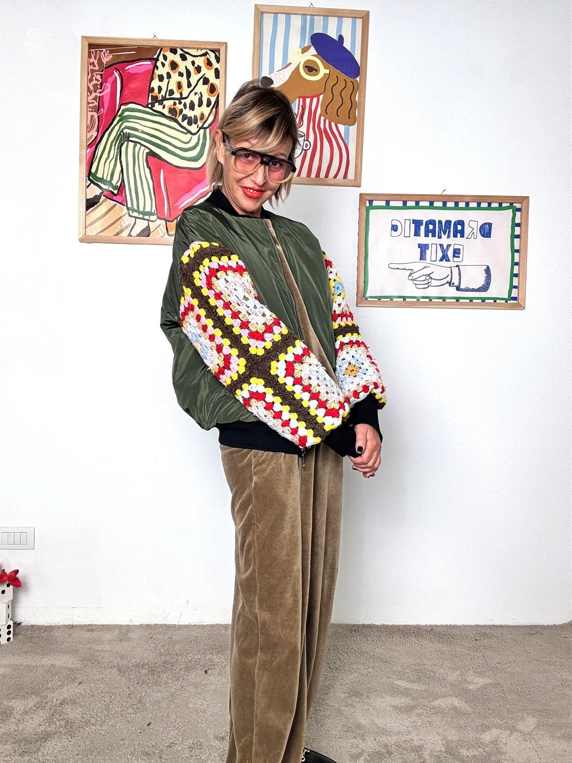 SUSY MIX - Bomber con maniche alluncinetto  Urban & Handmade Style S3069 VARIANTE 2 SUSY MIX 