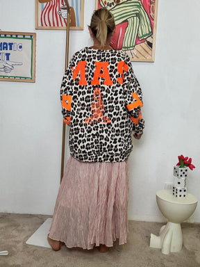 FEMALE  - Felpa Oversize NAMASTEI Animalier  Stile & Ironia in un Capo Unico 7612 NAMFLUO/ ANIMALIER FEMALE 