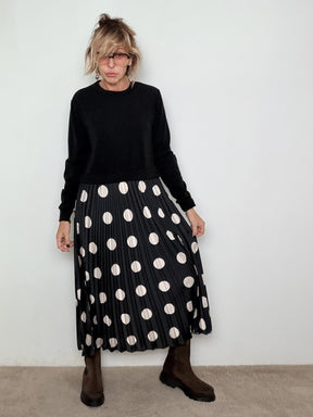 FEMALE - ABITO DOTTY  LALLEGRIA È UN CERCHIO PERFETTO H3688/ NERO POIS BIANCO FEMALE 