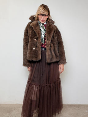 SOUVENIR - ECOPELLICCIA SOFT CLOUD CON FOULARD MORO V38A0389/ MORO SOUVENIR 