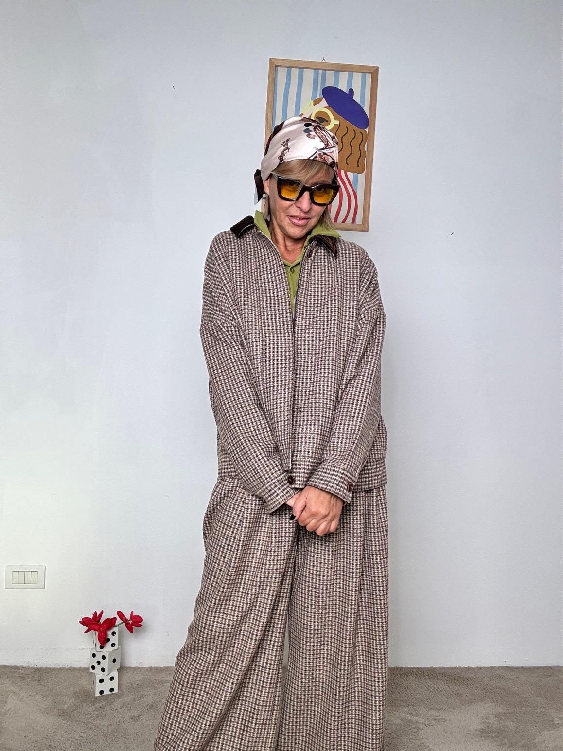 FEMALE - Giacca leggera fantasia check  elegante e versatile WM2572/ MORO FEMALE 