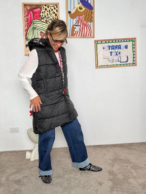 DEJA VU - Gilet piumino bianco donna con fodera animalier  pratico, trendy e super versatile NERO A25SO801/ NERO DEJA VU 