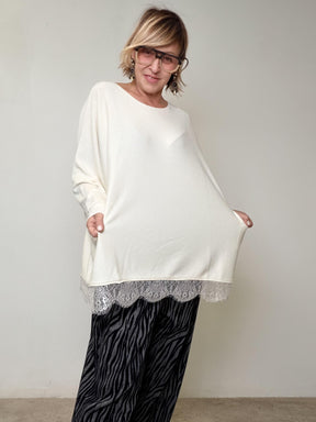 SUSY STAR - Maglia Maxi Lace  il nero chic che fa subito figura ST78327P/ CREMA SUSY STAR 