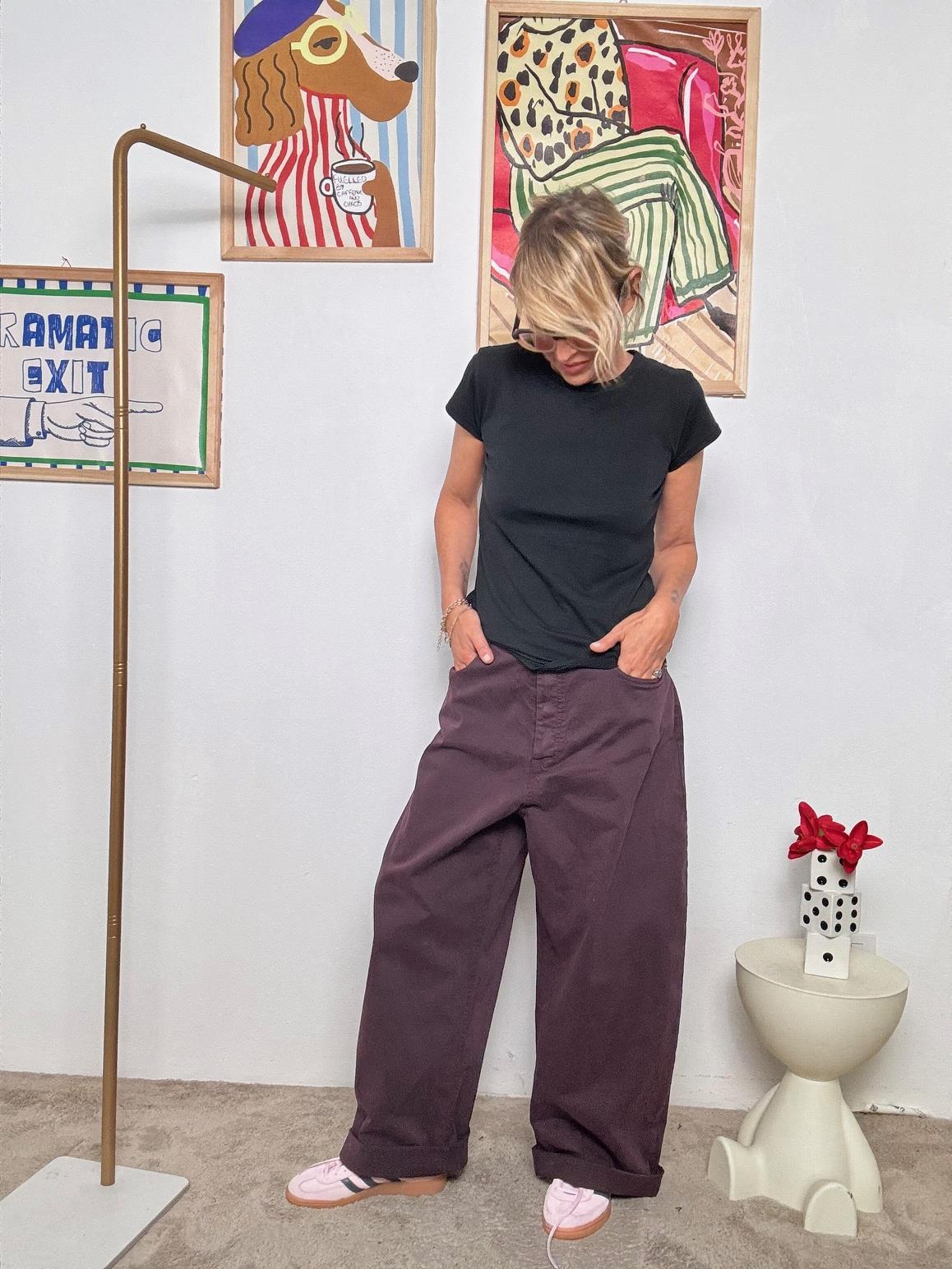 SOUVENIR- Pantalone Over Bordeaux  Relax con carattere M38F0129/ MELANZANA SOUVENIR 