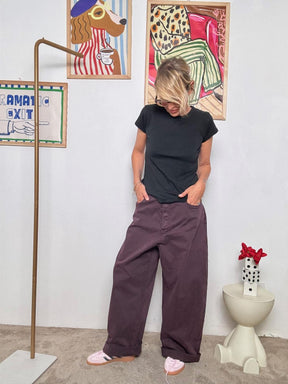 SOUVENIR- Pantalone Over Bordeaux  Relax con carattere M38F0129/ MELANZANA SOUVENIR 