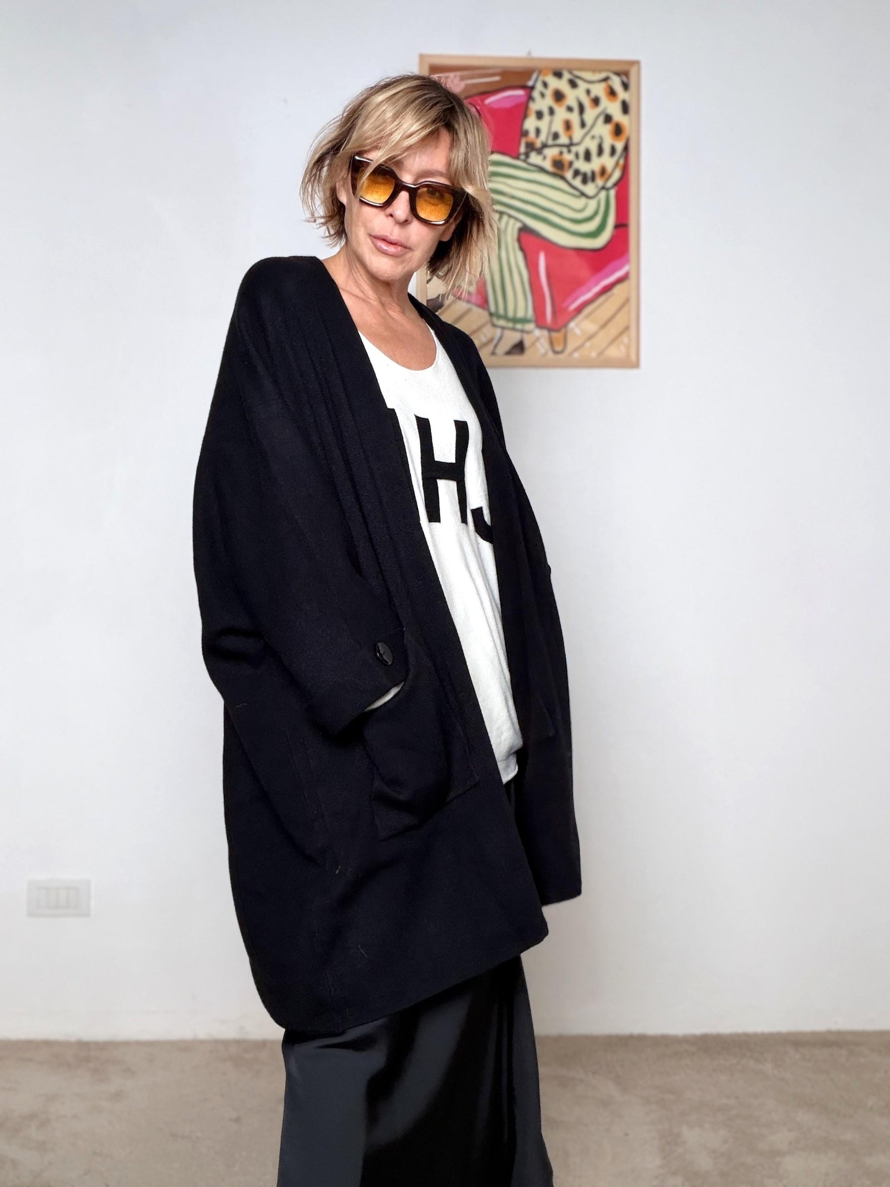 DEJA VU - Cardigan Oversize NERO A25IL602/ NERO DEJA VU 